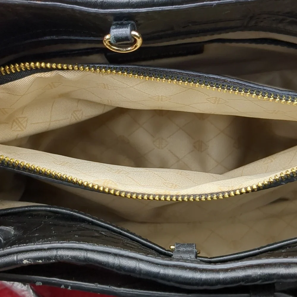 Antonio Melani Black Crocodile-Embossed tote